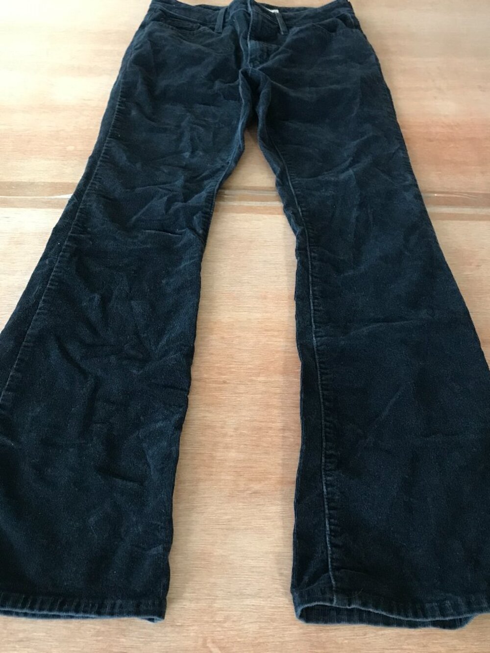 Levi's 726 Flare Corduroy Pants Women 28 Black High Rise Stretch Bohemian 20037